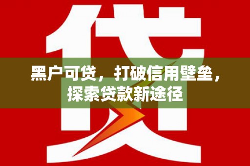 延平黑户可贷，打破信用壁垒，探索贷款新途径
