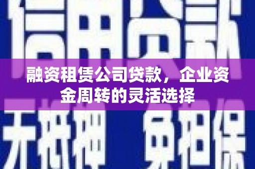 延平融资租赁公司贷款，企业资金周转的灵活选择