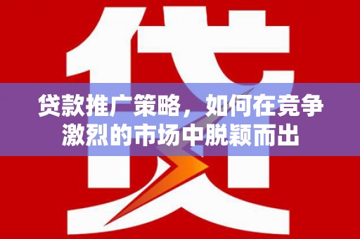 延平贷款推广策略，如何在竞争激烈的市场中脱颖而出