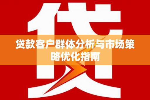延平贷款客户群体分析与市场策略优化指南