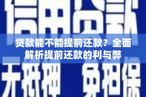 延平贷款能不能提前还款？全面解析提前还款的利与弊