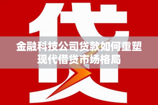 延平金融科技公司贷款如何重塑现代借贷市场格局