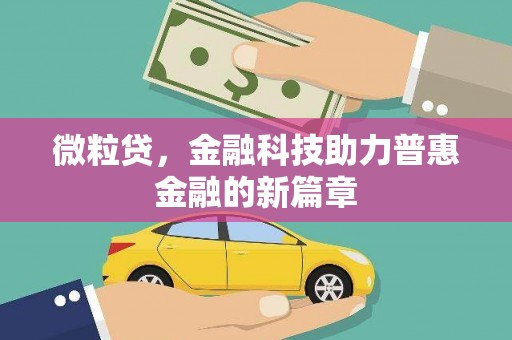 延平微粒贷，金融科技助力普惠金融的新篇章